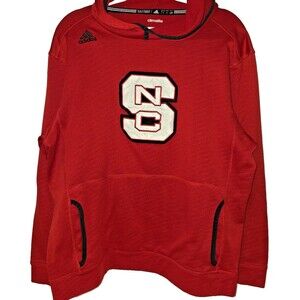 NC State Wolfpack Hoodie Mens L Red Adidas Climalite Team Issue Pullover College